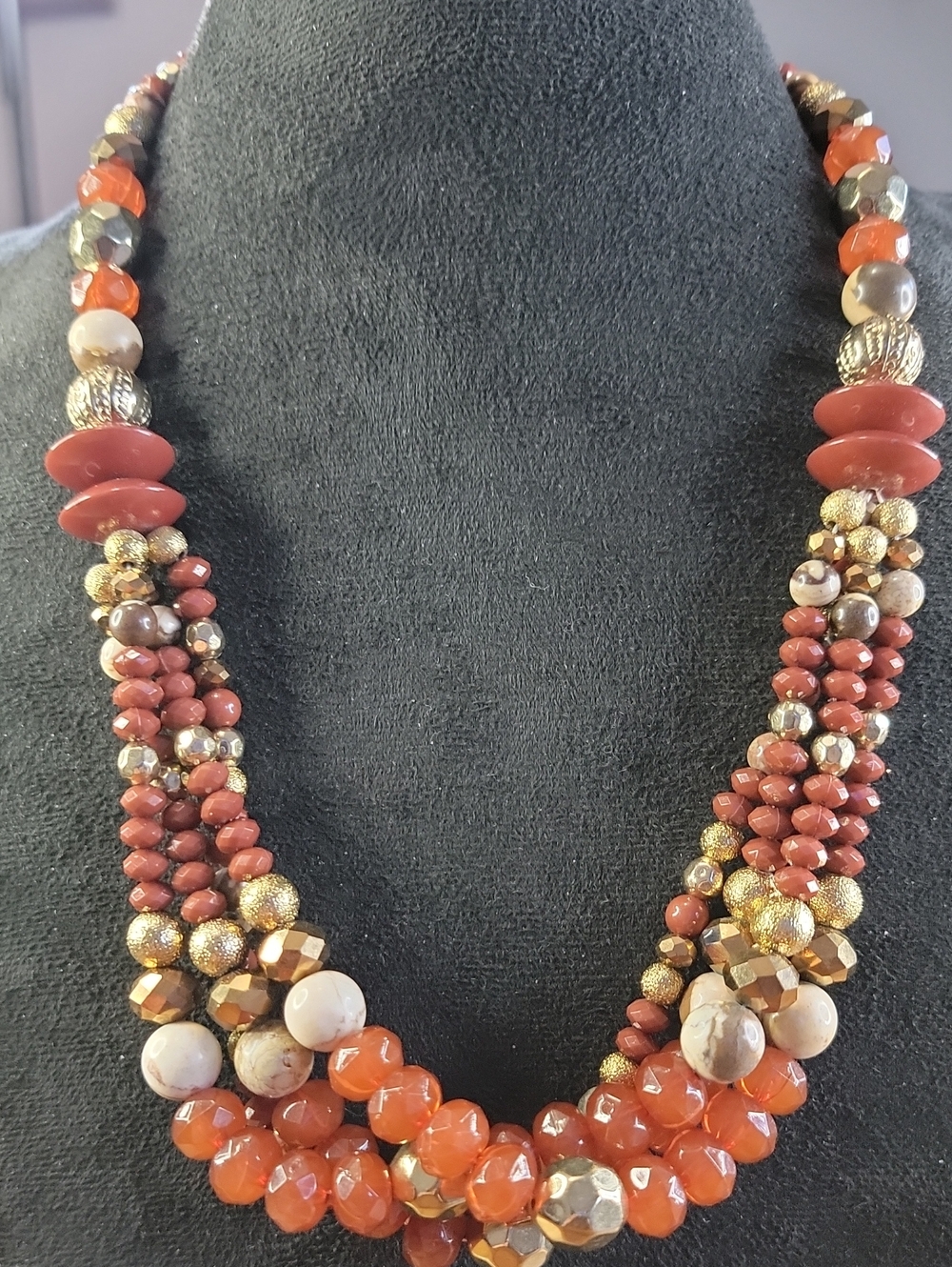 Vintage Multi-Strand Faceted Statement Necklace